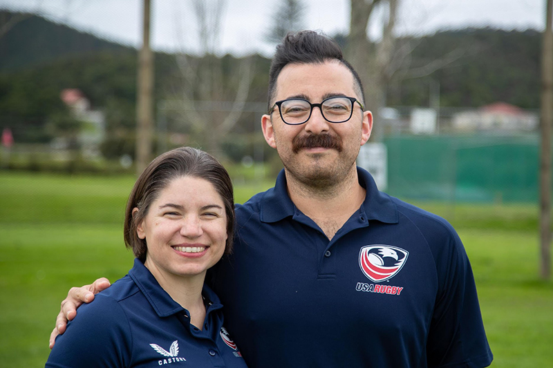 Drs. Leigh Romero and Marvin Valencia at a rugby tournament