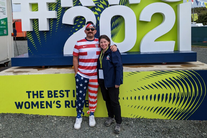 Drs. Leigh Romero and Marvin Valencia at the Women's Rugby World Cup
