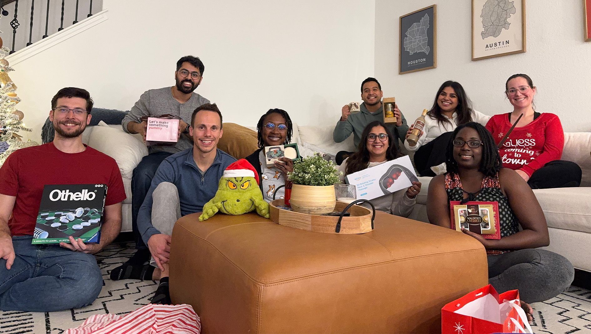 Members of the Neonatal-Perinatal Medicine Fellowship participate in a holiday gift exchange.