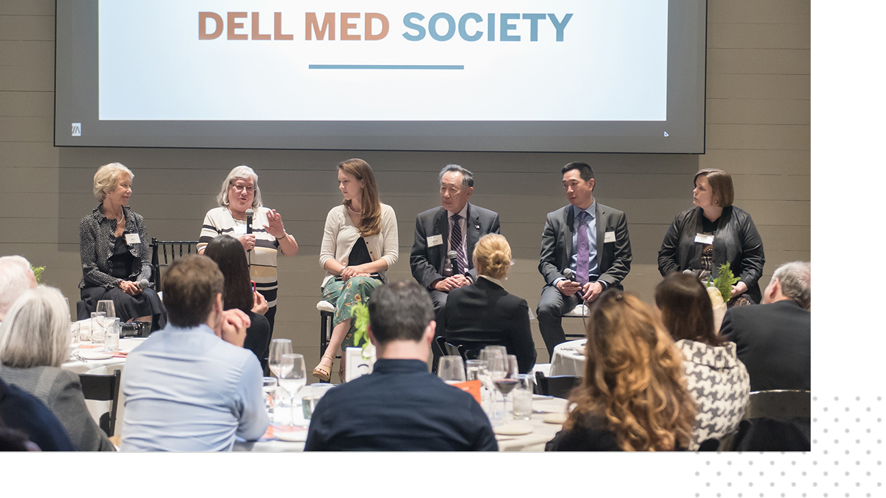 Sue Cox and other presenters at a Dell Med Society event.