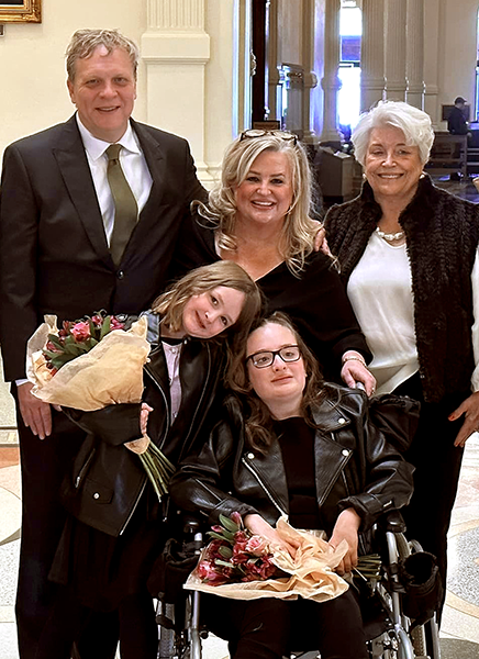 Front: Abby and Belle Andrews. Back: Chris and Pam Andrews and Beryl Crowley.