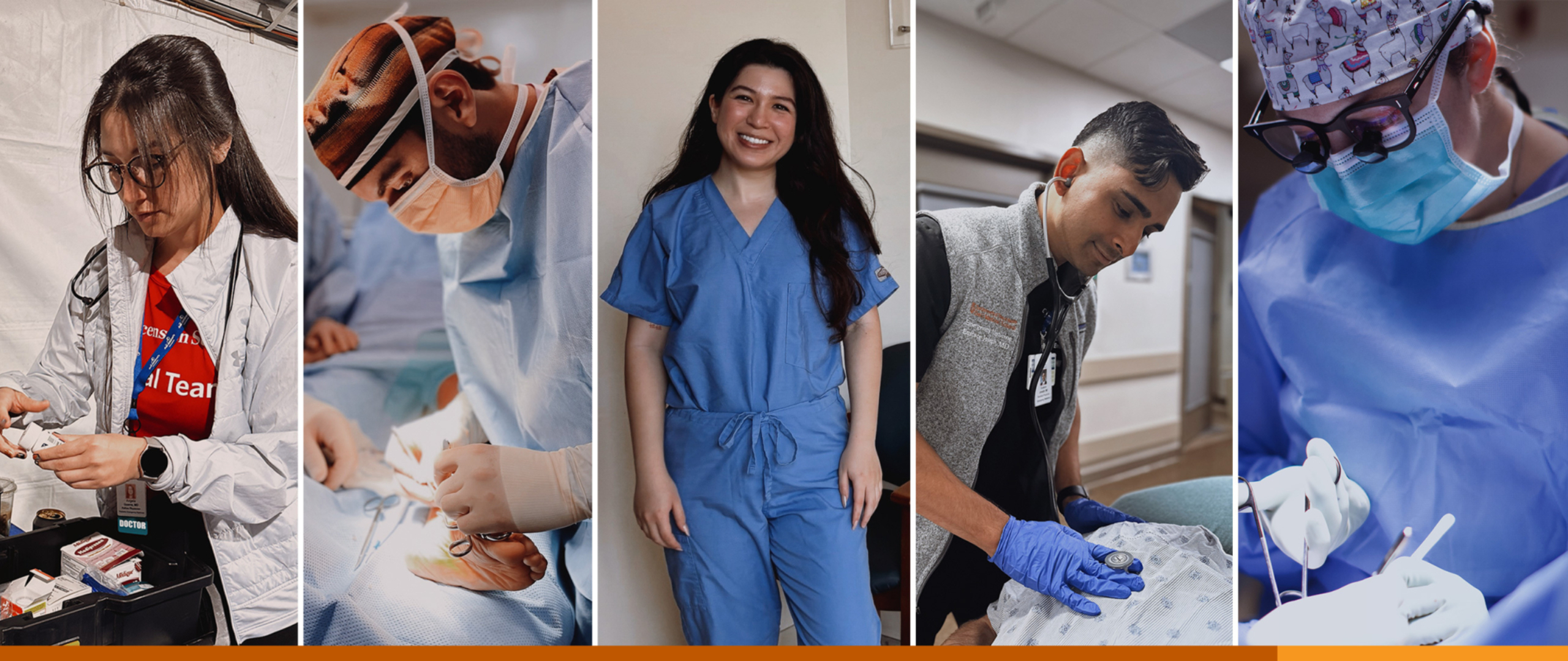 Collage of five Class of 2024 residency and fellowship graduates. 