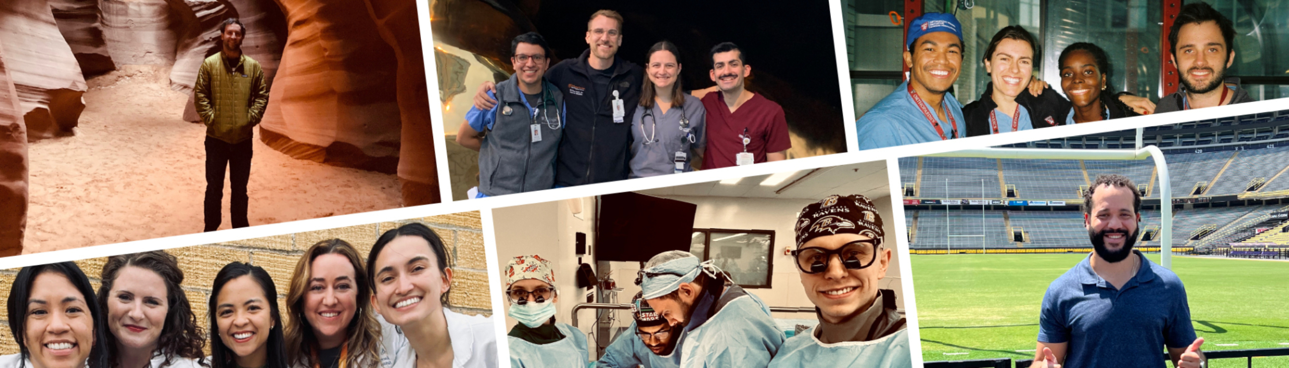 Collage of images featuring former Dell Med students.