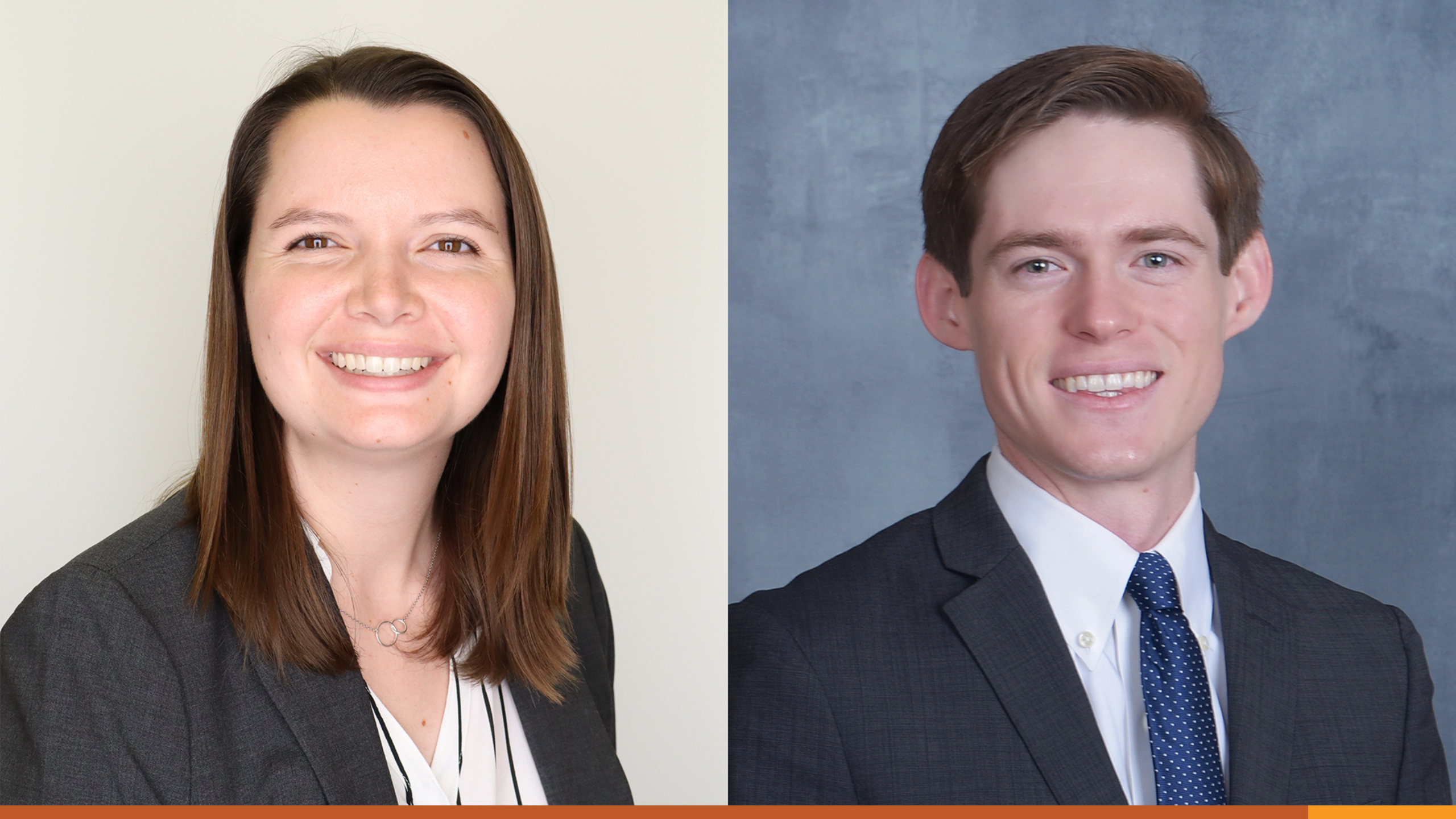 Side-by-side portraits of Anna Hartzell and Graham Quinn.