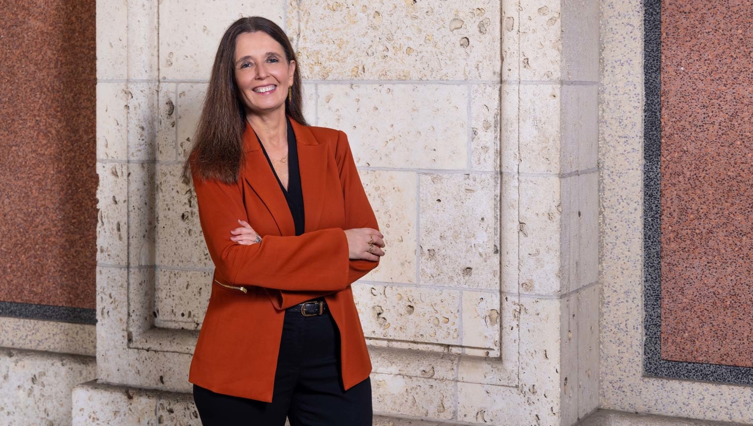 Claudia Lucchinetti stands for a portrait on the University of Texas at Austin campus.