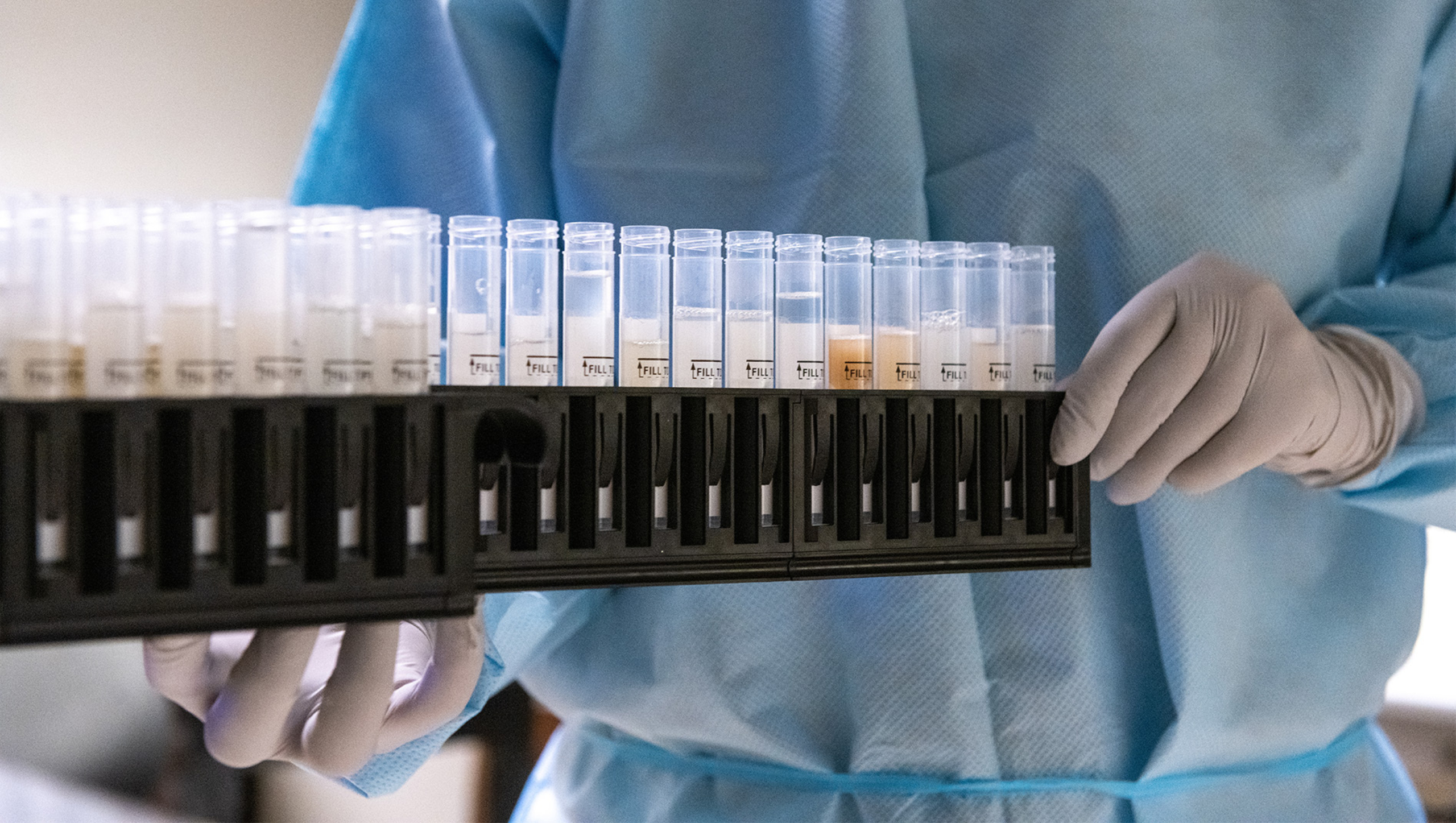 Samples are loaded into a liquid handling robot at the High Throughput Testing Core (HTTC) on July 27, 2020 at The University of Texas at Austin. The HTTC uses liquid handling robots and quantitative PCR to test a high volume of samples for the novel corona virus.