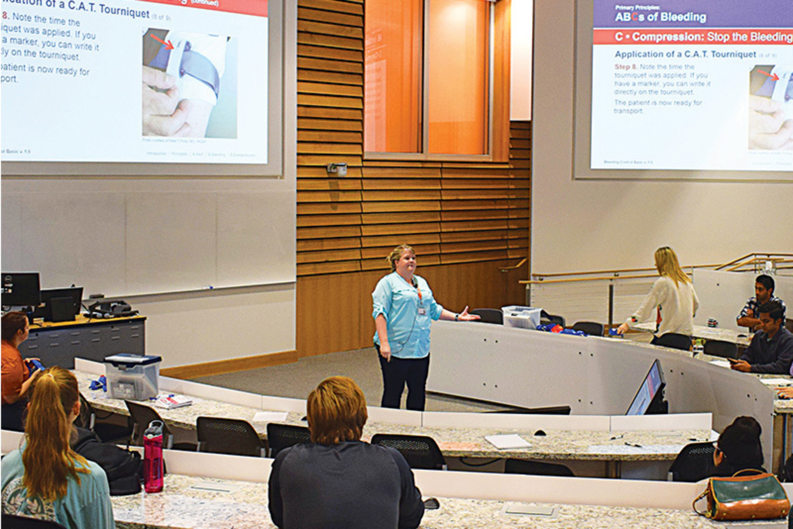 An official making a presentation during a Stop the Bleed training.